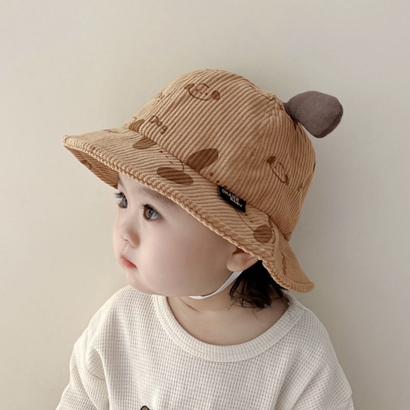 Mũ Tai Bèo Vải Nhung Chống Gió In Họa Tiết Hoạt Hình Dễ Thương Cho Bé
