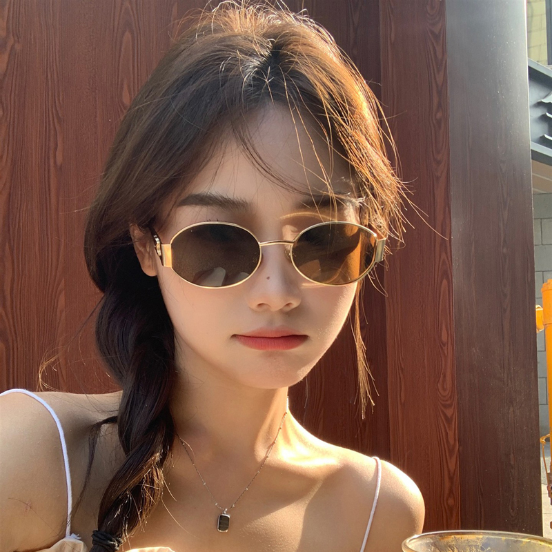 Kính Mát Hình oval Gọng Kim Loại Phong Cách Âu Mỹ Thời Trang Cho Nam Nữ