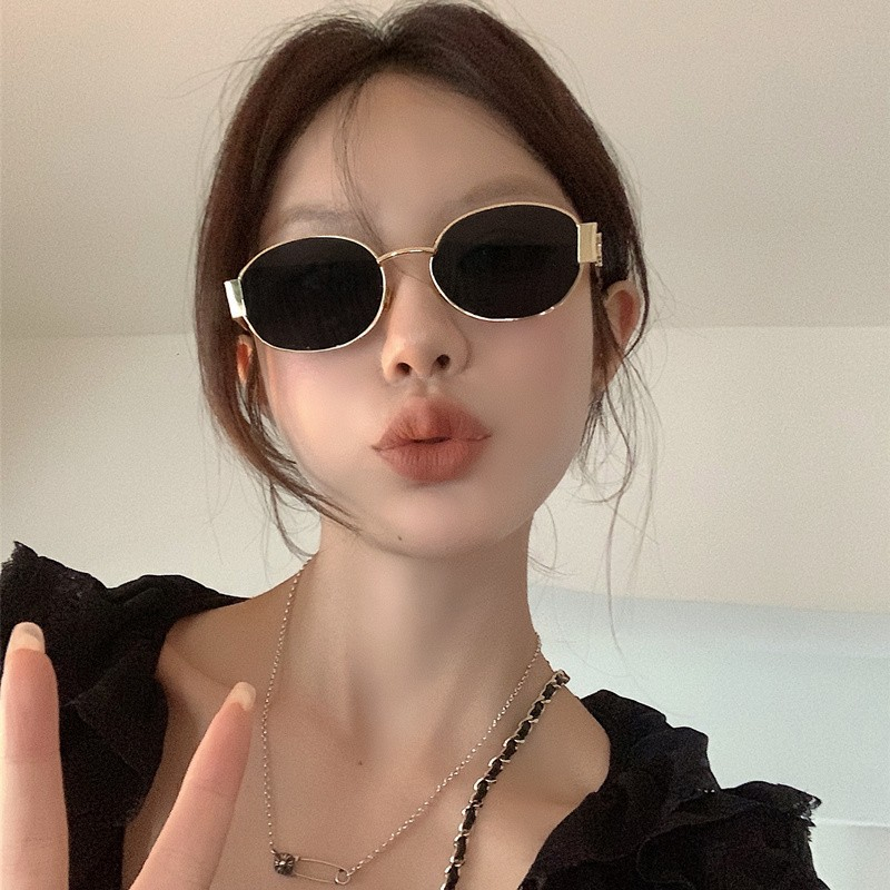 Kính Mát Hình oval Gọng Kim Loại Phong Cách Âu Mỹ Thời Trang Cho Nam Nữ