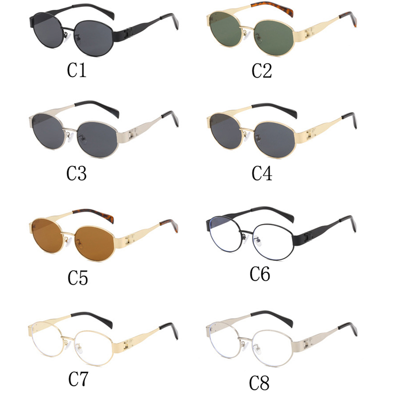 Kính Mát Hình oval Gọng Kim Loại Phong Cách Âu Mỹ Thời Trang Cho Nam Nữ