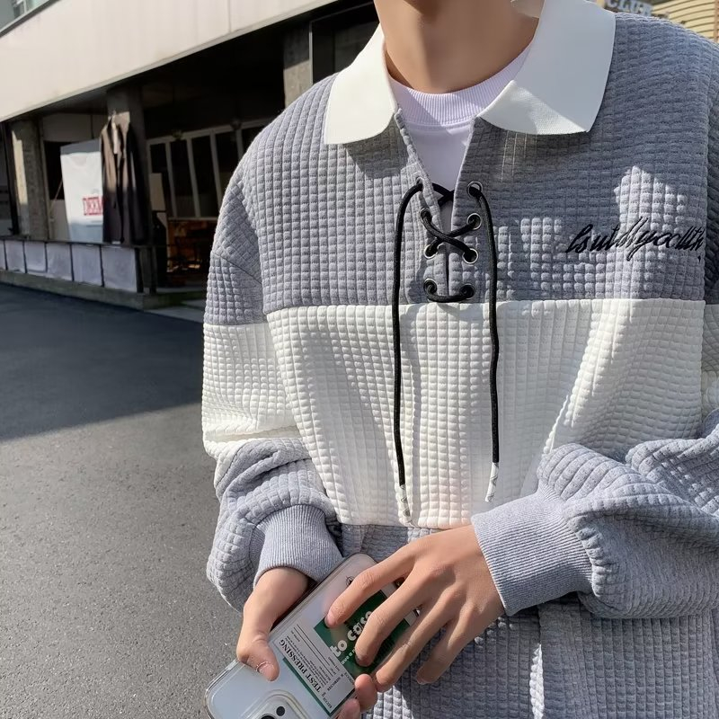 Mới Áo sweater polo Dáng Rộng Họa Tiết Kẻ Sọc Phong Cách Mỹ Thời Trang Cho Nam Và Nữ