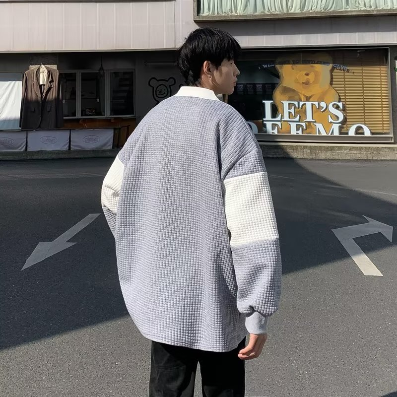 Mới Áo sweater polo Dáng Rộng Họa Tiết Kẻ Sọc Phong Cách Mỹ Thời Trang Cho Nam Và Nữ