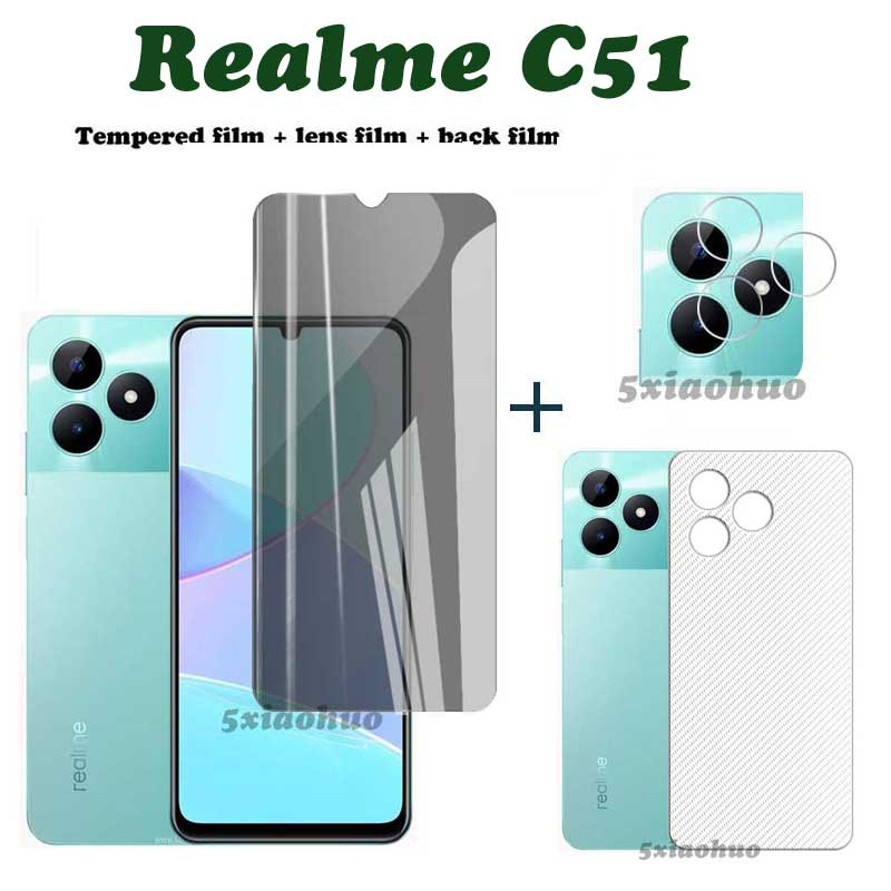 3in1 Realme C51 Kính cường lực bảo mật chống gián điệp Realme C51 Kính cường lực và phim mặt sau Rea