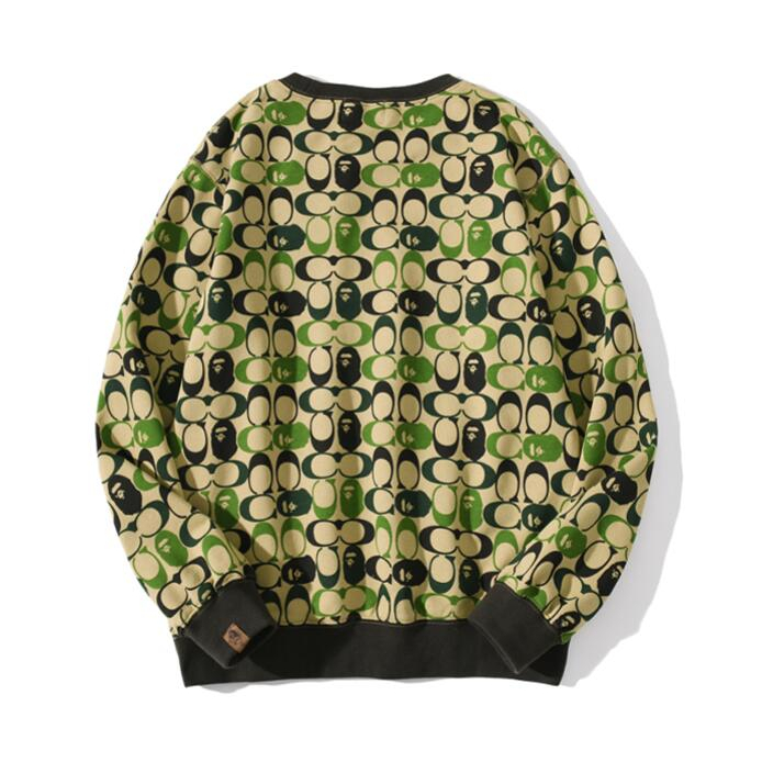 Bape Áo hoodie cotton Cổ Tròn In Họa Tiết Thời Trang Cho Nam Nữ
