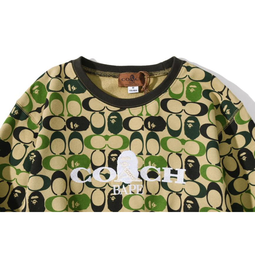 Bape Áo hoodie cotton Cổ Tròn In Họa Tiết Thời Trang Cho Nam Nữ