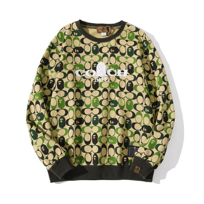 Bape Áo hoodie cotton Cổ Tròn In Họa Tiết Thời Trang Cho Nam Nữ