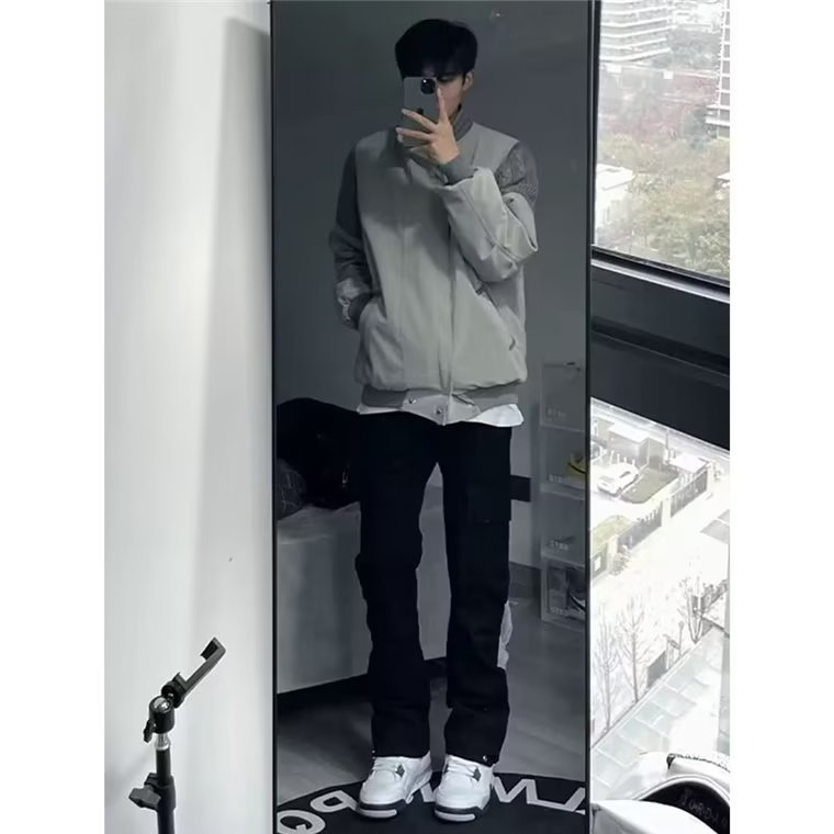 Quần jean ống đứng unisex  Màu Trơn quần bò skinny nam thời trang quần jean cạp cao Cao Cấp denim quần hiphop nam