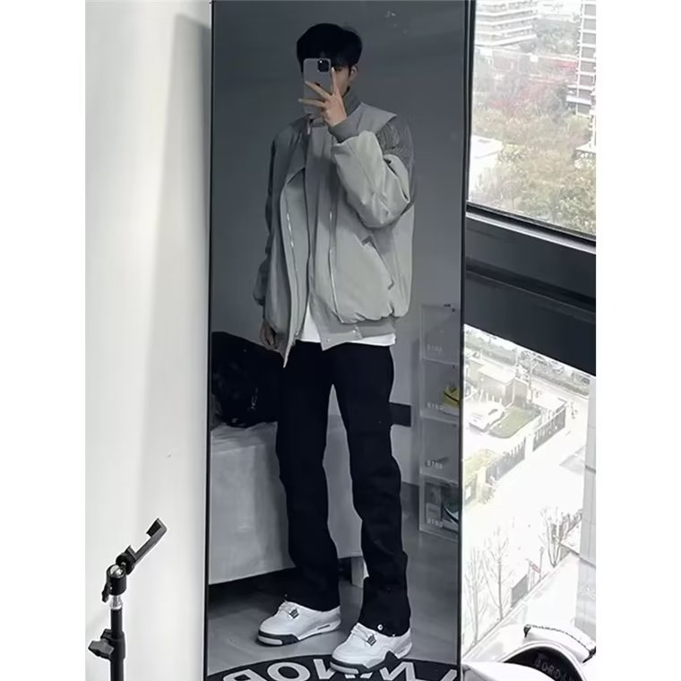 Quần jean ống đứng unisex  Màu Trơn quần bò skinny nam thời trang quần jean cạp cao Cao Cấp denim quần hiphop nam