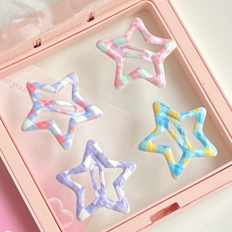 🍄Y2k Kẹp Tóc Ngôi Sao Năm Cánh Bằng Kim Loại Màu Bạc Mát Mẻ Dễ Phối Đồ Dành Cho Bạn Gái