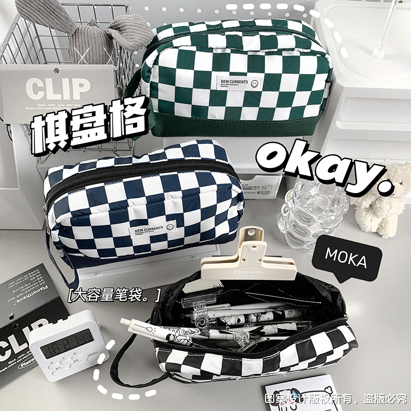 Túi Đựng Bút Chì Kẻ Sọc Caro Trắng Đen Đa Năng