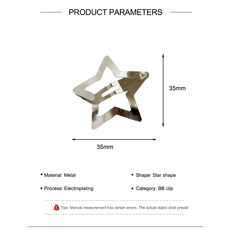 🍄Y2k Kẹp Tóc Ngôi Sao Năm Cánh Bằng Kim Loại Màu Bạc Mát Mẻ Dễ Phối Đồ Dành Cho Bạn Gái
