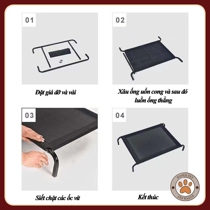 Giường thú cưng thoáng khí có thể được tháo rời giường chó bốn mùa giường hành quân chó đa năng