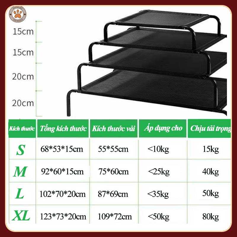 Giường thú cưng thoáng khí có thể được tháo rời giường chó bốn mùa giường hành quân chó đa năng