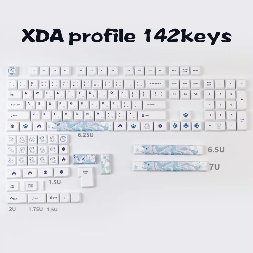 Nắp Đậy Phím Nhuộm arora six-tail Chất Liệu pbt 142 Phím Phù Hợp Cho Bàn Phím Cơ 61 / 68 / 71 / 84 / 87 / 96 / 104
