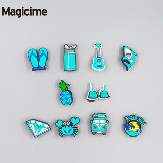 Magicime Khóa Cài Giày Cao Su pvc Mềm Hình Hoa Màu Xanh Dương Cho Bé Trai magicime magicime