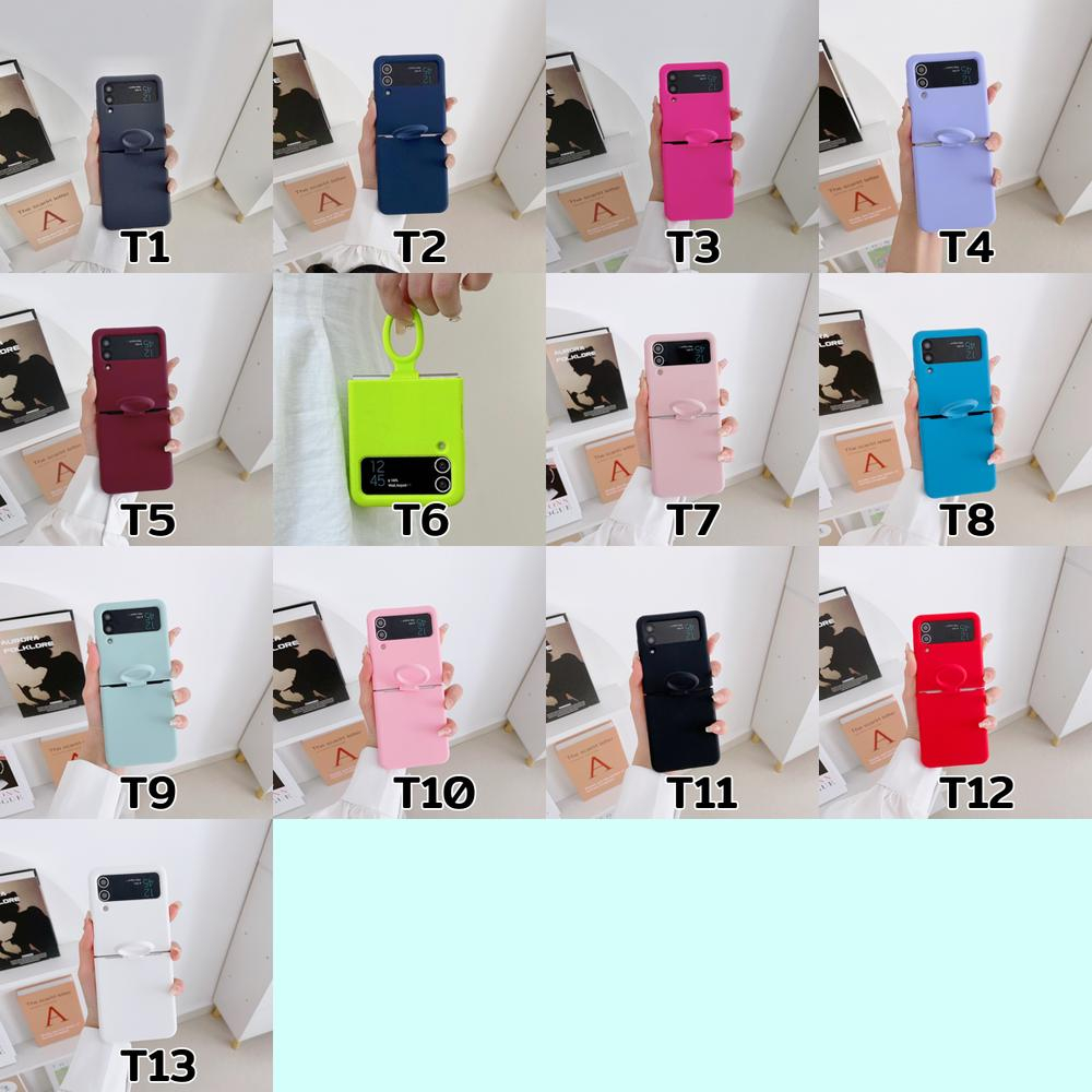 Ốp Điện Thoại Silicon Màu Trơn Kèm Móc Xỏ Ngón Cho Samsung Z Flip3 Samsung Z Flip4