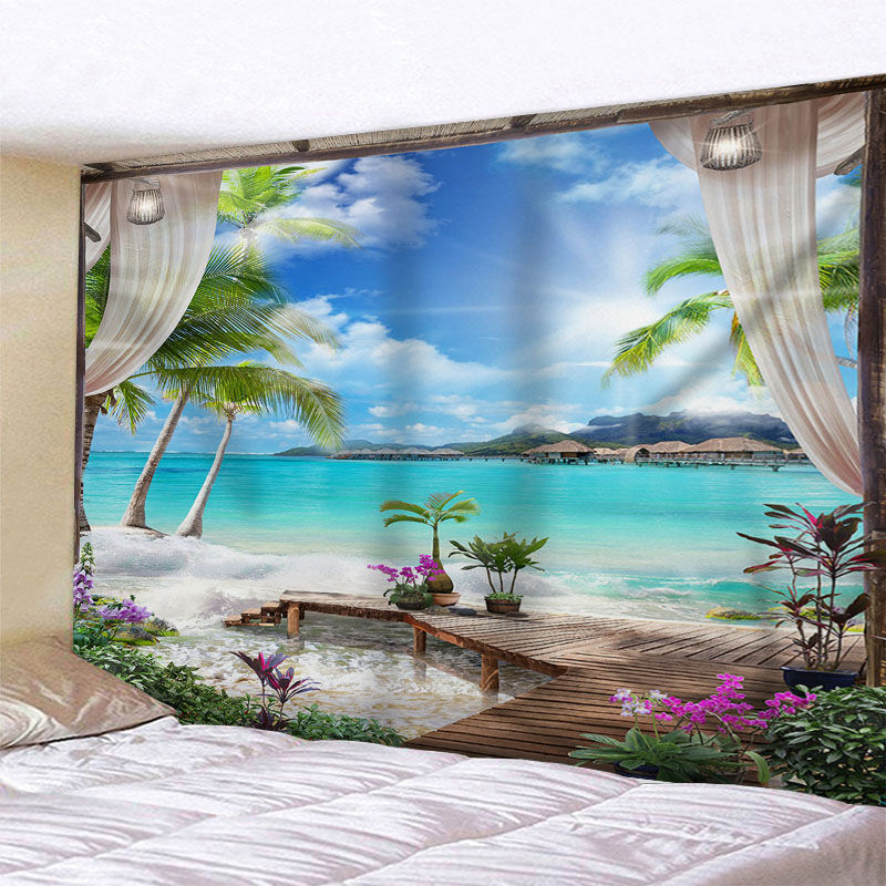 Thảm Treo Tường Trang Trí Hình Phong Cảnh Biển