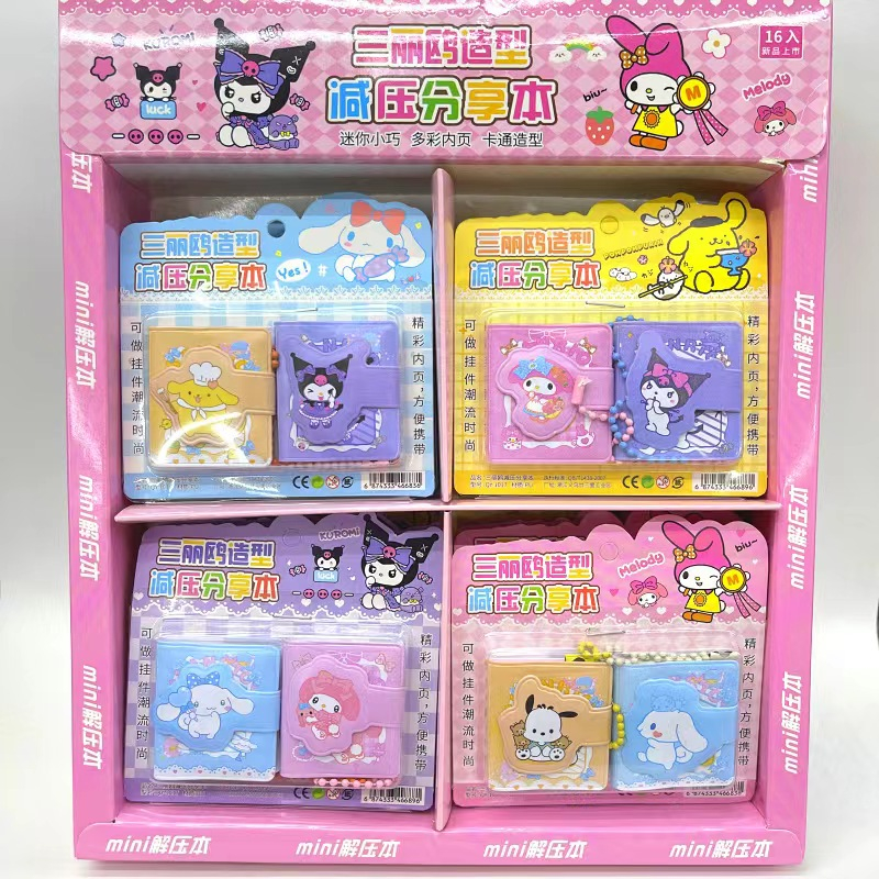 SANRIO Sổ Tay 4 Kiểu Mini Họa Tiết Hoạt Hình Cinnamoroll Mymelody Kuromi Pom Pom Purin Dễ Thương Cho Bé