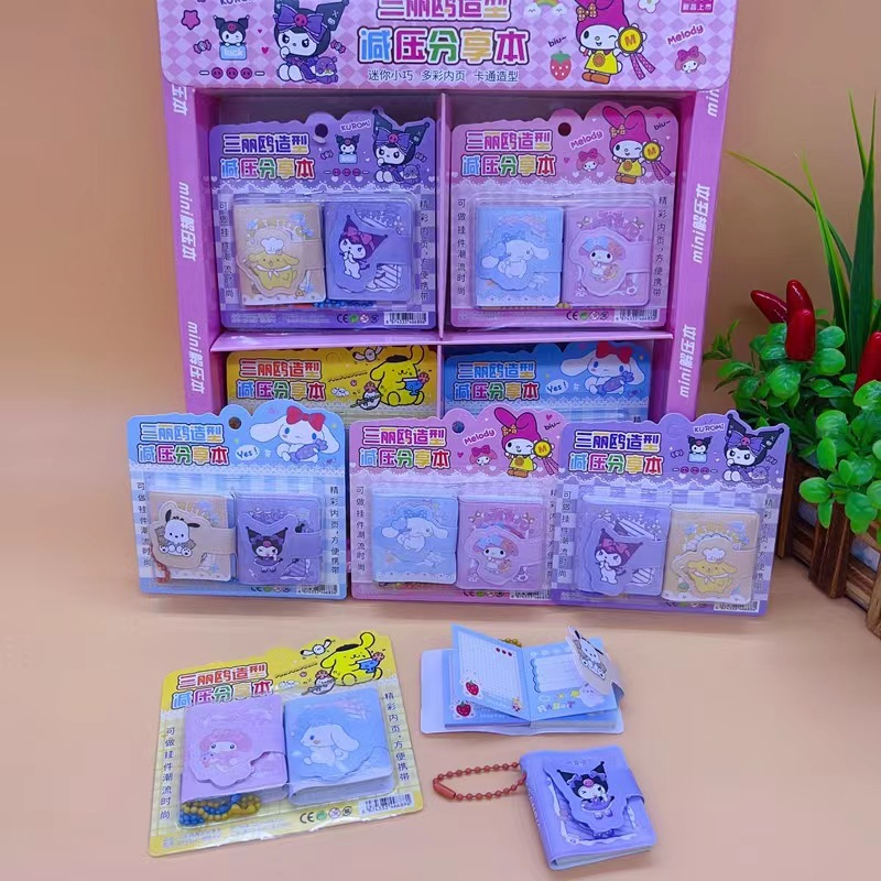 SANRIO Sổ Tay 4 Kiểu Mini Họa Tiết Hoạt Hình Cinnamoroll Mymelody Kuromi Pom Pom Purin Dễ Thương Cho Bé