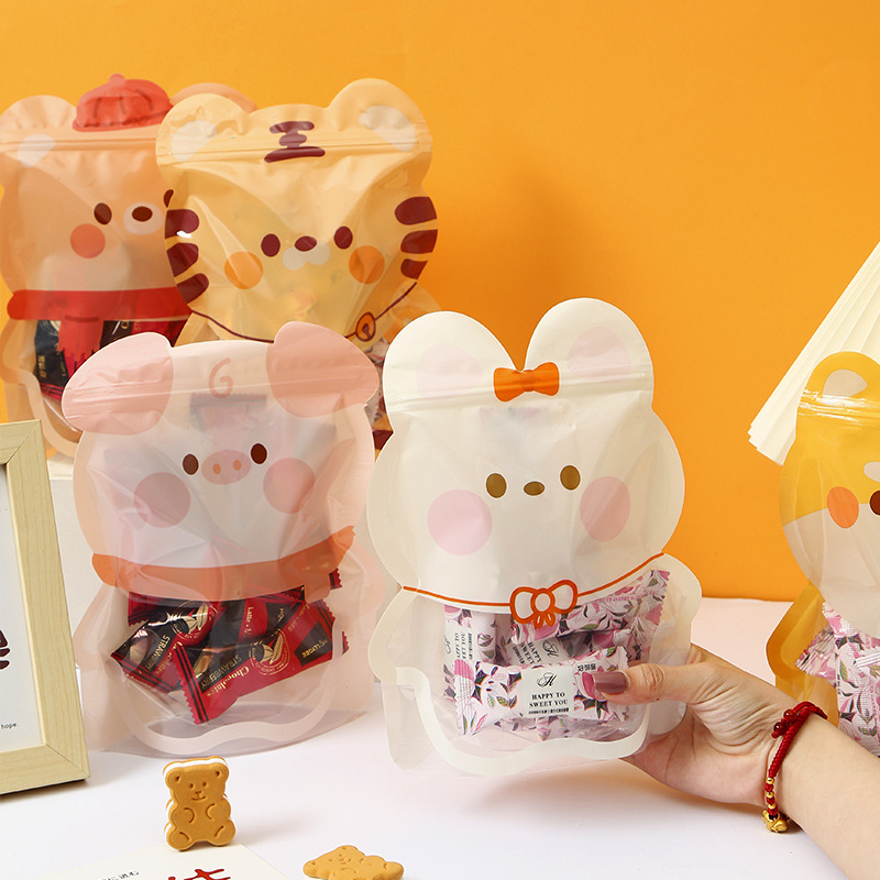 Túi Đựng Kẹo Bánh Quy Có Khóa Kéo Họa Tiết Hoạt Hình Dễ Thương sh061