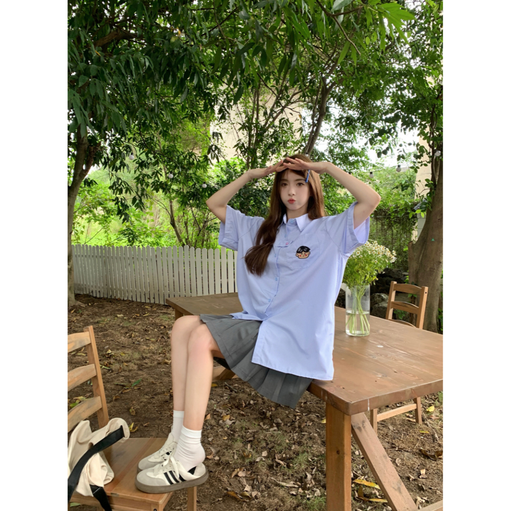 Áo Sơ Mi áo croptop Tay Ngắn Phong Cách Retro Đường Phố Nhật Bản Thời Trang Mùa Hè Mới Dành Cho Nữ áo kiểu