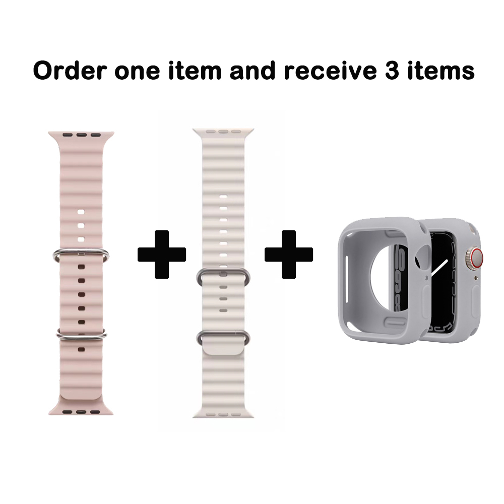 Set 3 Dây Đeo Đồng Hồ Bằng silicone Mềm Cho iwatch series 9 8 ultra 7 6 se 5 4 3 2 1 49mm 45mm 44mm 41mm 40mm 38mm 42mm