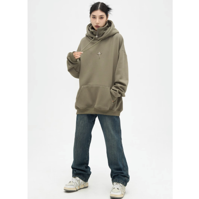 Áo hoodie nam Cổ Lọ Phối Khóa Kéo Thời Trang áo hoodie nữ Màu Trơn  hiphop áo hoodie unisex form rộng chất đũi cao cấp  áo hoodie nam