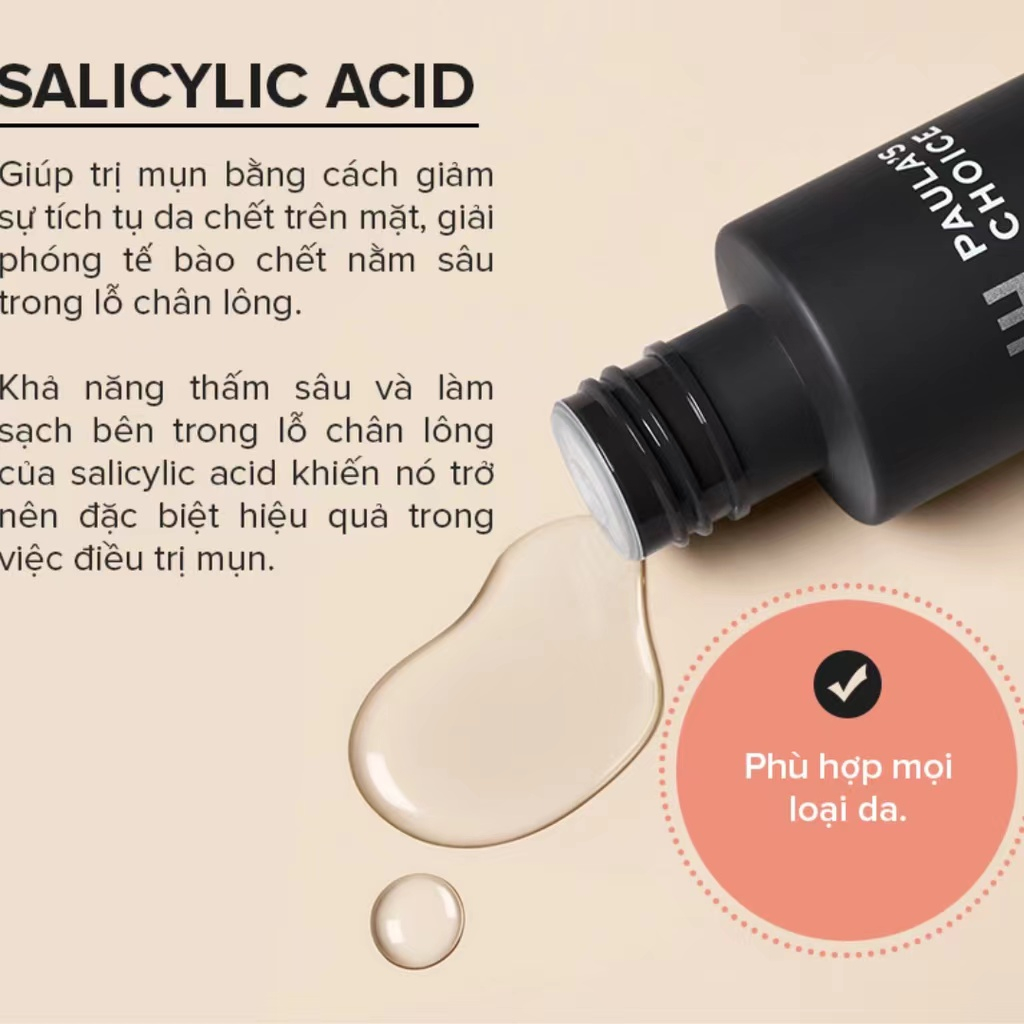 Tẩy da chết hóa học 2% BHA Liquid Paula's Choice Skin Perfecting 30ml, 118ml