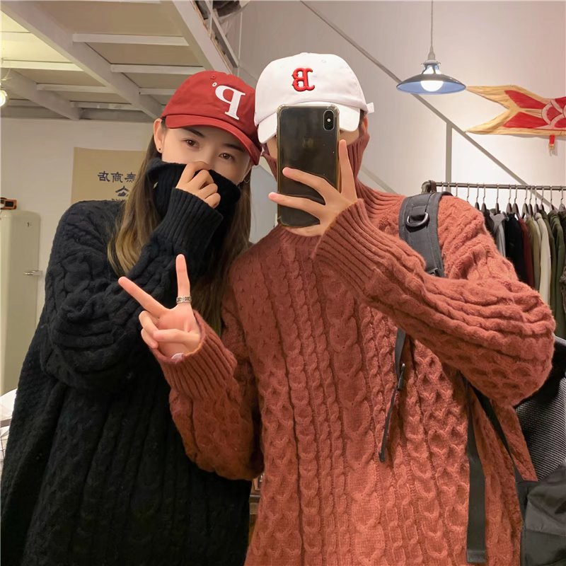 Áo Sweater Tay Dài Dáng Rộng Màu Trơn Phong Cách Mùa Đông Cho Nam Hàn Quốc Sọc Áo Dài Tay Áo Phông Nam Bigsize Áo Len From Rộng ÁO Len Đen Unisex Cổ Lọ Tay Dài