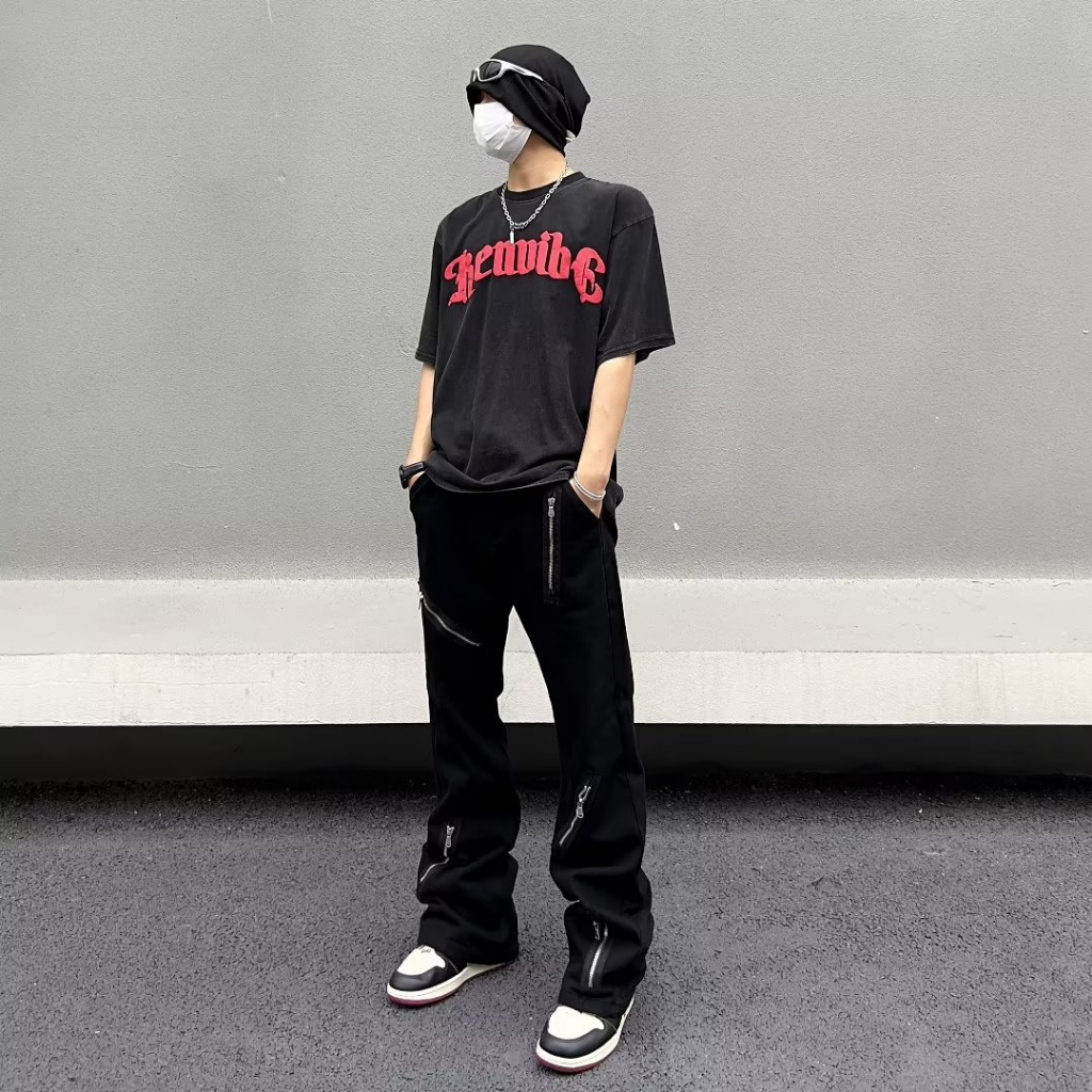 Quần Jean Dài Dáng Rộng Phối Dây Xích Phong Cách Hàn Quốc Thời Trang Dành Cho Nam Và Nữ Jean Nam Trơn Quần Baggy Nam Đen Nam ỐNg ĐứNg Slimfit