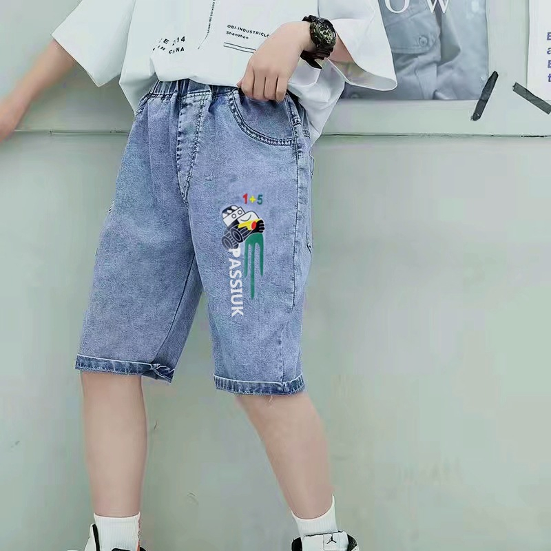 Quần Jean Ngắn Dáng Rộng Thời Trang Mùa Hè Hàn Quốc Cho Bé Trai 100-150