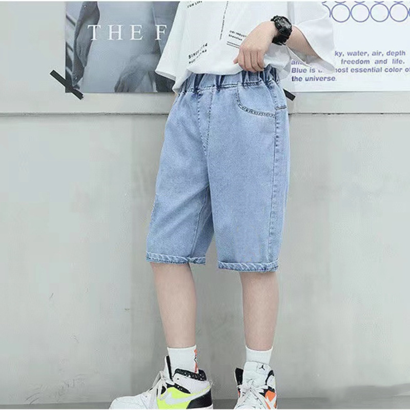 Quần Jean Ngắn Dáng Rộng Thời Trang Mùa Hè Hàn Quốc Cho Bé Trai 100-150