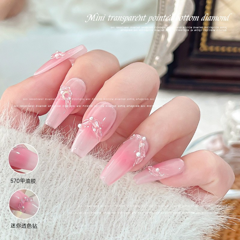 Bộ 50 hạt đá ROU BAO đính trang trí móng tay 3D trong suốt