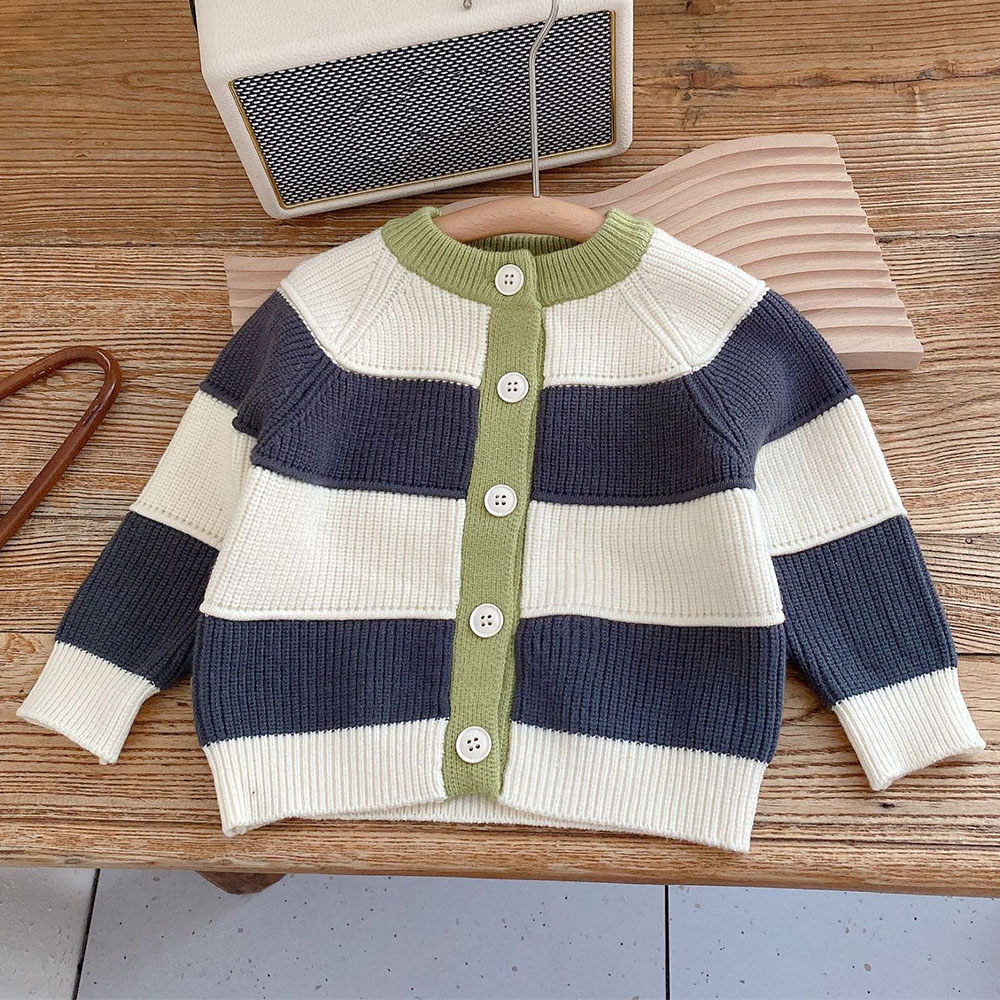 Áo Khoác cardigan Họa Tiết Kẻ Sọc Phong Cách Giáng Sinh Thời Trang Thu Đông Cho Bé Trai