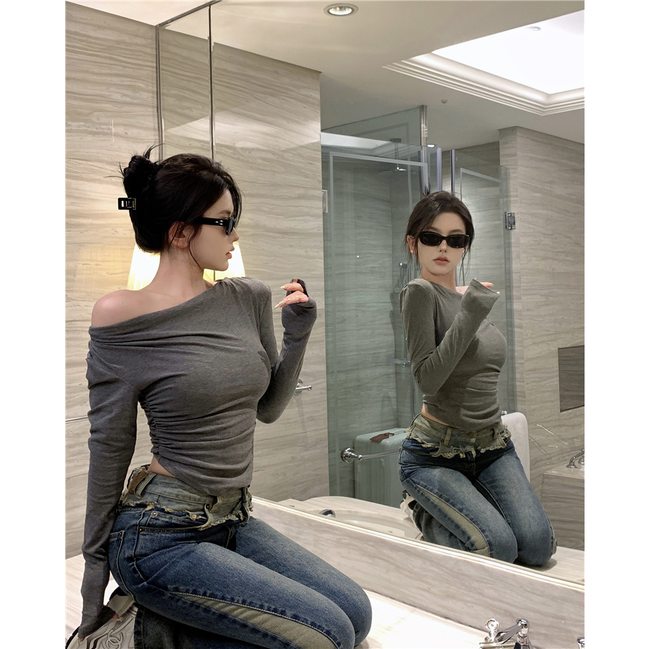 NZN Áo thun nữ dài tay ngắn tay mùa thu mới