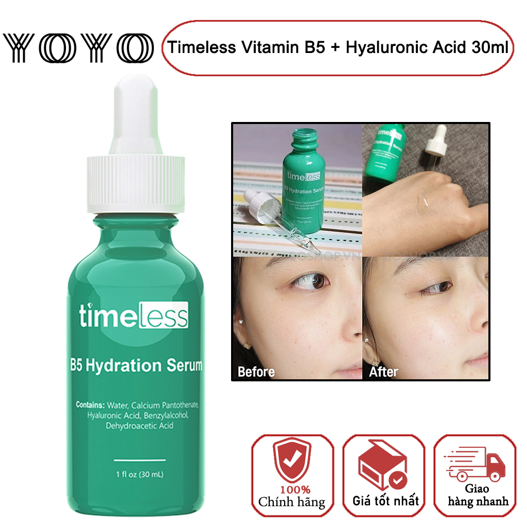 【💯hàng thật】 Tinh chất Timeless Vitamin B5 + Hyaluronic Acid Serum 30ml Làm Dịu &amp; Giúp Phục Hồi Da