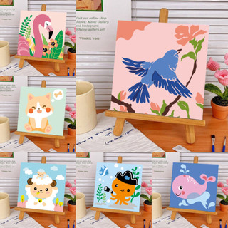 Tranh sơn dầu 20x20cm treo tường trang trí kèm khung