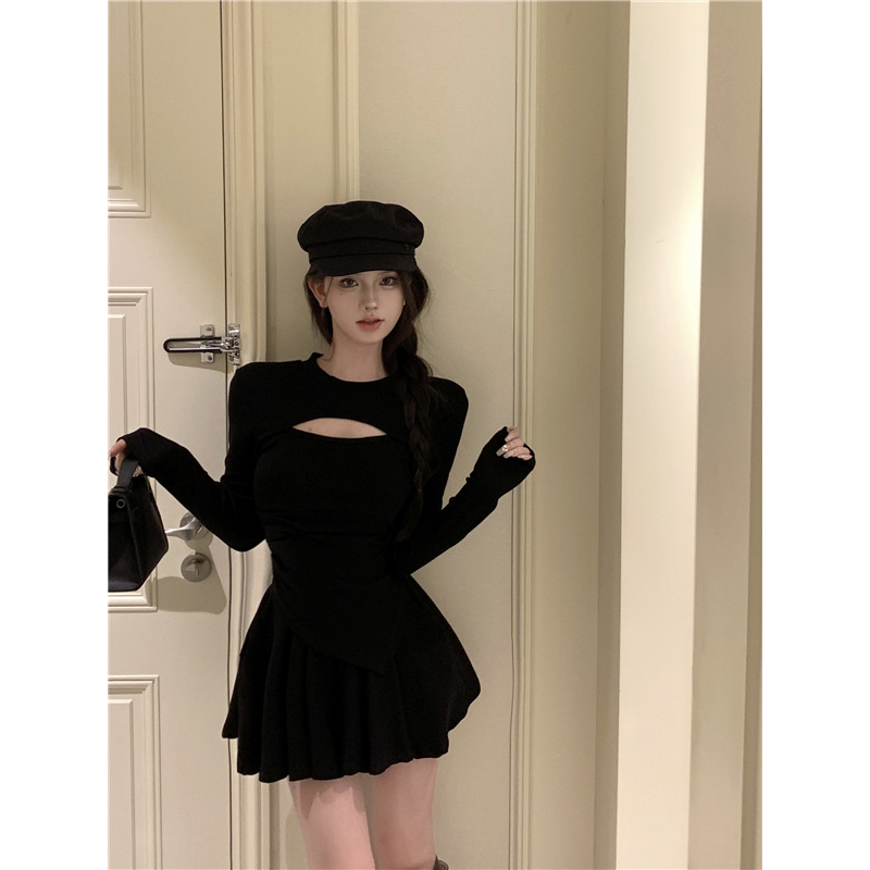 Cocory vn Set Chân Váy Chữ a Và Áo Len Tay Dài Phong Cách Hàn Quốc Quyến Rũ Dành Cho Nữ