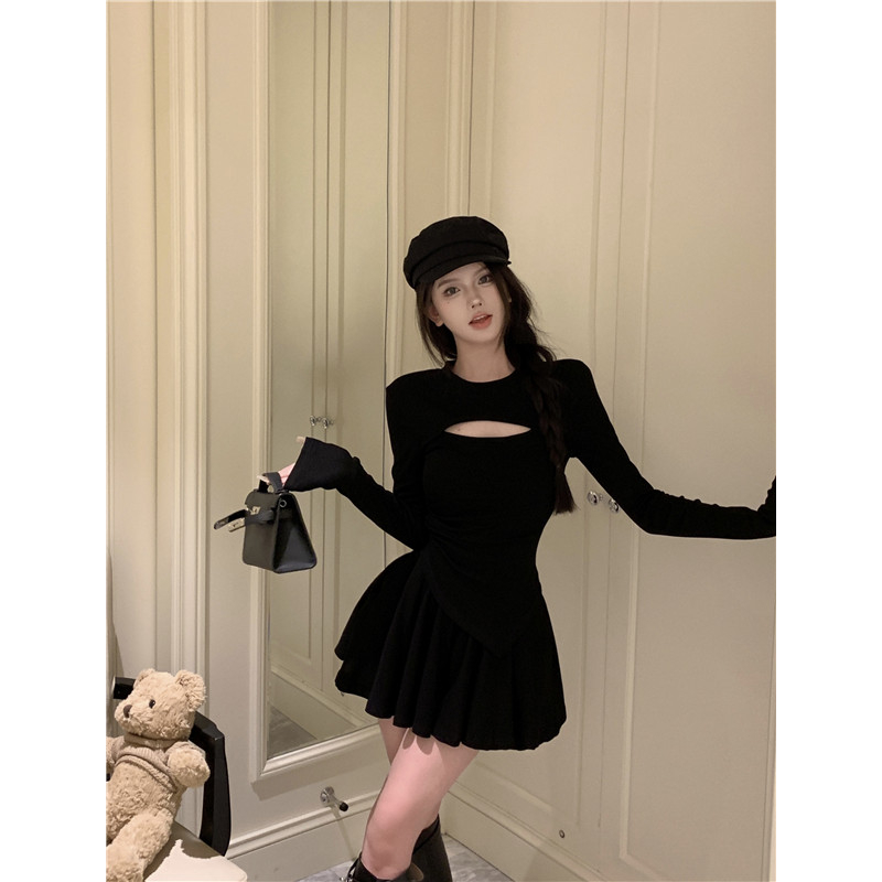 Cocory vn Set Chân Váy Chữ a Và Áo Len Tay Dài Phong Cách Hàn Quốc Quyến Rũ Dành Cho Nữ