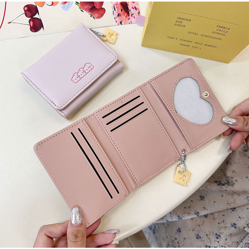 Ví Ngắn Dạng Gập Ba Thời Trang Ngọt Ngào Đáng Yêu Cho Nữ