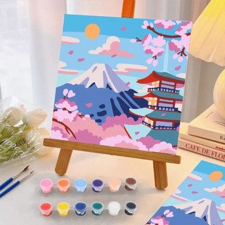 Tranh sơn dầu 20x20cm treo tường trang trí kèm khung