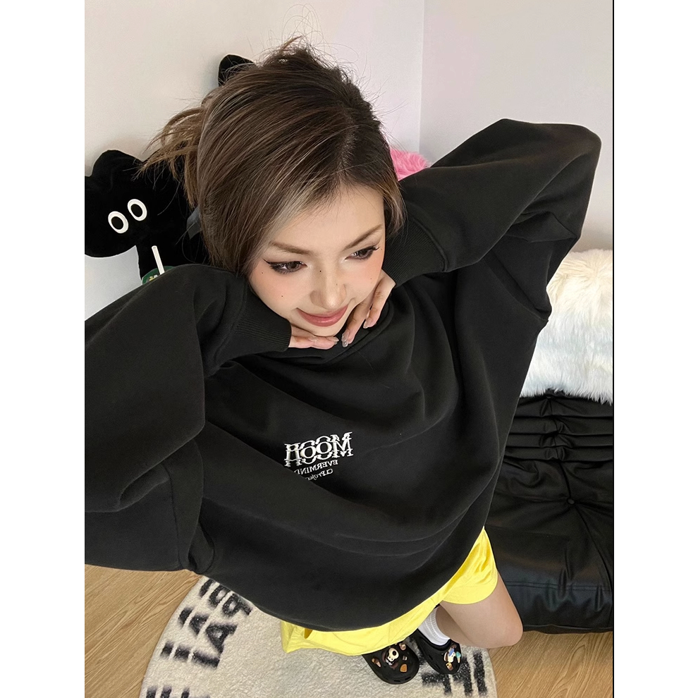 Áo Khoác Hoodie Dáng Rộng Thêu Họa Tiết Thời Trang Đường Phố Mỹ Cho Cặp Đôi