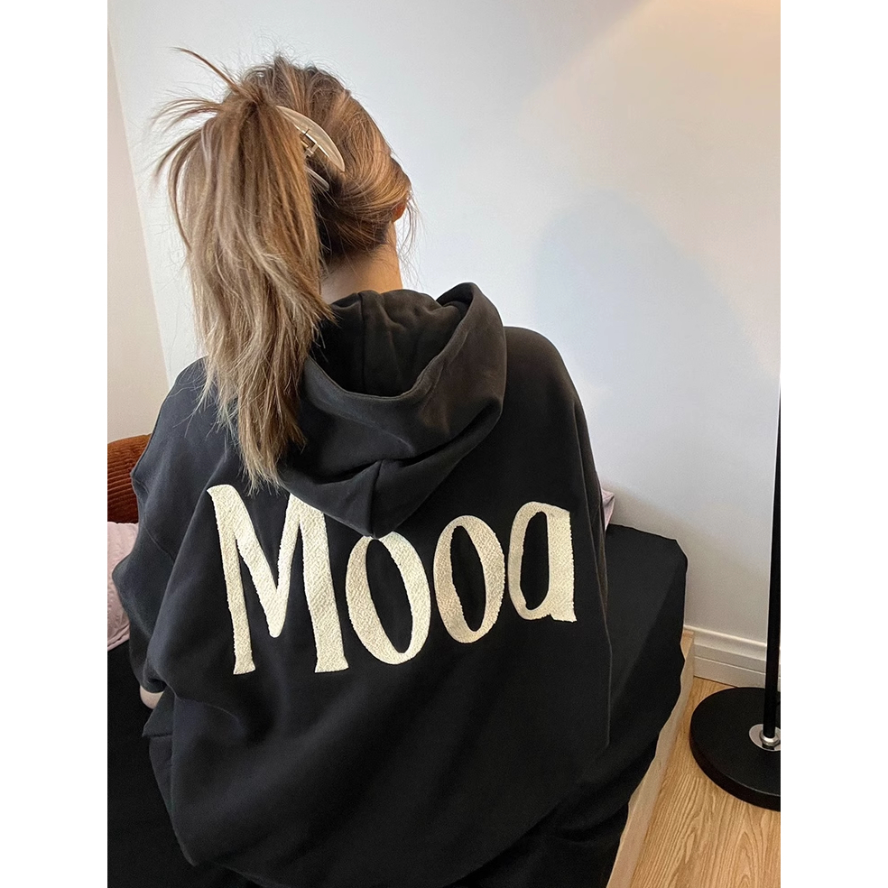 Áo Khoác Hoodie Dáng Rộng Thêu Họa Tiết Thời Trang Đường Phố Mỹ Cho Cặp Đôi