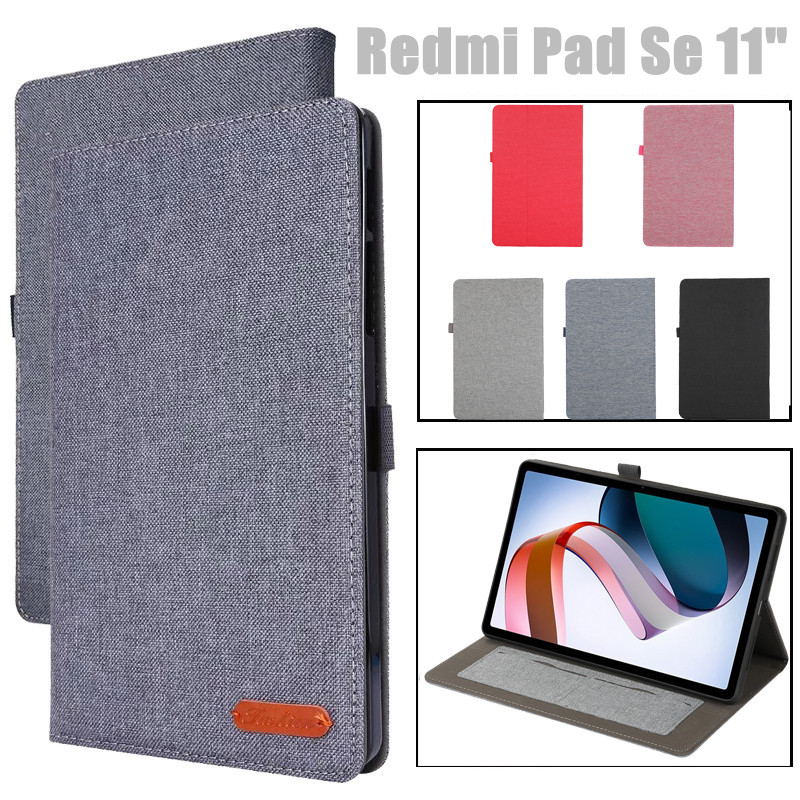Lật Bao Da pu Máy Tính Bảng Phối Vải jeans Chống Trượt Cho xiaomi redmi pad se 11 "10.61" 2023 2022 Ốp