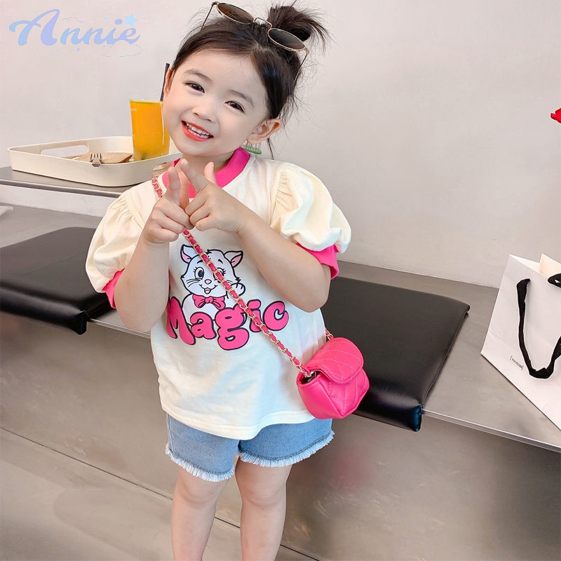 Annie Áo Thun Tay Phồng Ngắn Phong Cách Phương Tây Thời Trang Mùa Hè Mới Cho Bé Gái
