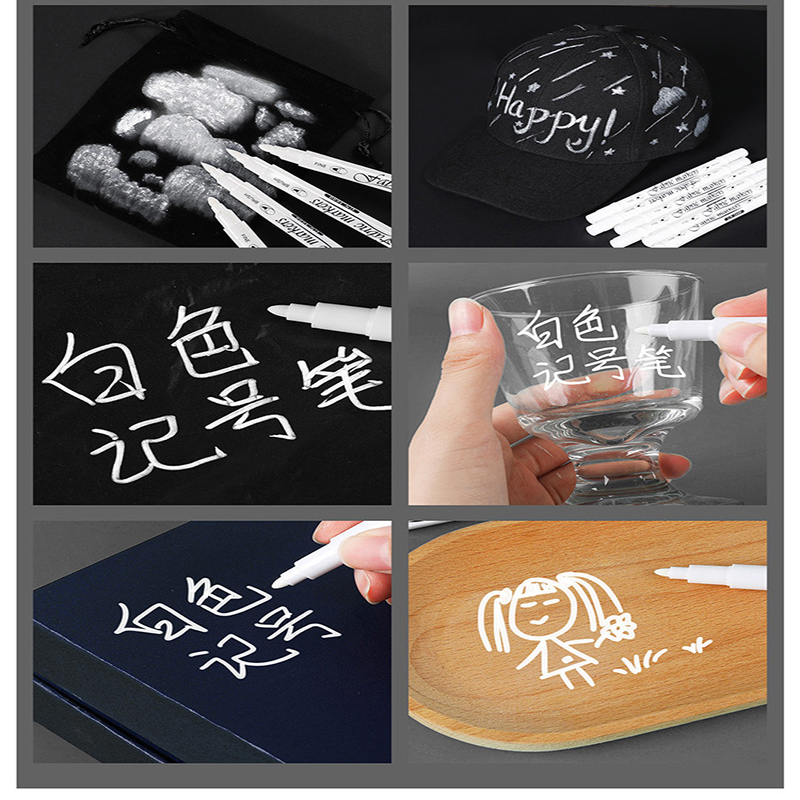 Bút Lông Đánh Dấu Hai Đầu Màu Trắng Độ Bóng Cao