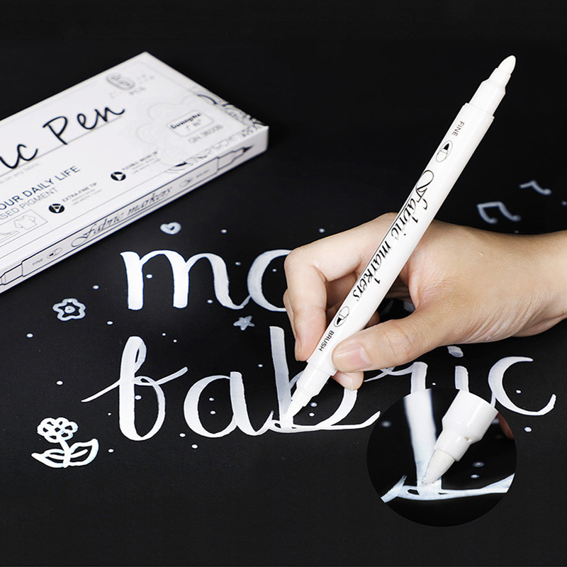 Bút Lông Đánh Dấu Hai Đầu Màu Trắng Độ Bóng Cao