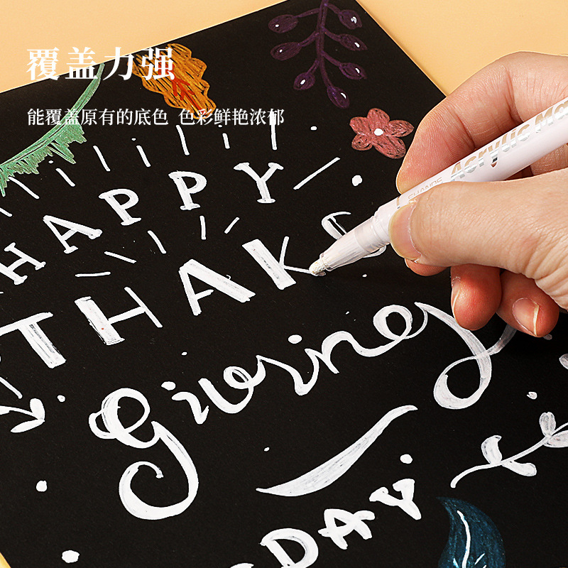 Bút Lông acrylic Màu Vàng / Bạc / Trắng Độ Bóng Cao Chống Thấm Nước Dùng Vẽ Tranh Cho Trẻ Em