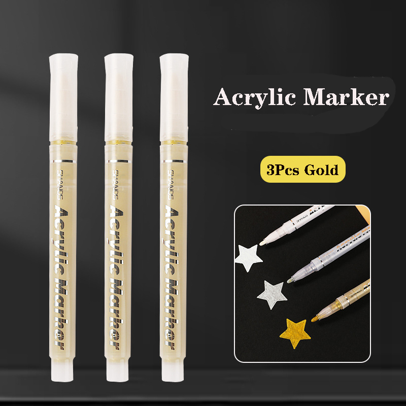 Bút Lông acrylic Màu Vàng / Bạc / Trắng Độ Bóng Cao Chống Thấm Nước Dùng Vẽ Tranh Cho Trẻ Em