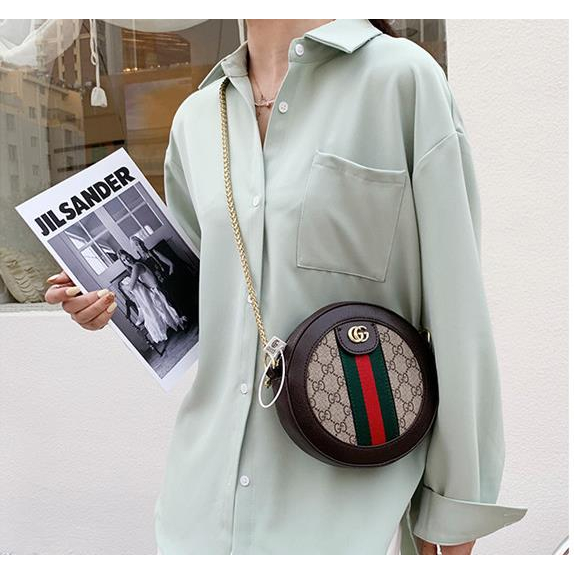 Mới Túi Đeo Chéo Gucci Hình Tròn Phối Dây Xích Phong Cách Cổ Điển Thời Trang Cho Nữ nf1